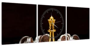 Obraz - Šachové figurky (s hodinami) (90x30 cm)