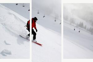 Snowboardista na zasněženém svahu – Třídílný obraz B, 150 × 100 cm