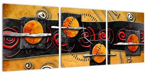 Obraz abstrakce - Planety (s hodinami) (90x30 cm)