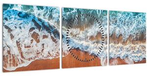 Obraz mořské pláže (s hodinami) (90x30 cm)