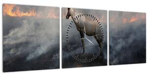 Obraz kamzíka v ohni (s hodinami) (90x30 cm)