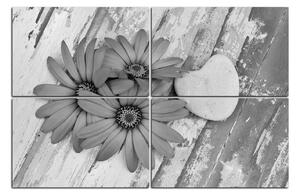 Obraz na plátně - Květy a kamenné srdce 183QD (150x100 cm)