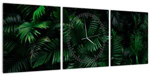 Obraz - Tropické kapradí (s hodinami) (90x30 cm)