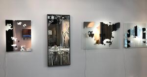 Designové pískované zrcadlo s podsvícením - 80 x 60 - Mraky III