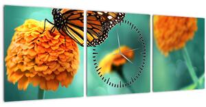 Obraz motýla (s hodinami) (90x30 cm)