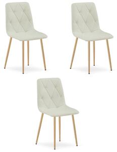 Set tří jídelních židlí LIBRA béžové / hnědé nohy (3 ks)