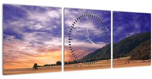 Obraz levandulové louky (s hodinami) (90x30 cm)