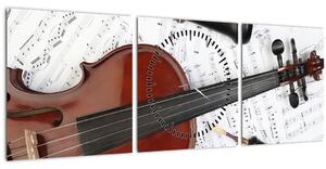 Obraz - Hudební nástroje (s hodinami) (90x30 cm)