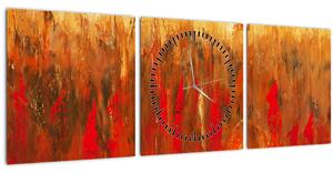 Obraz malované abstrakce (s hodinami) (90x30 cm)