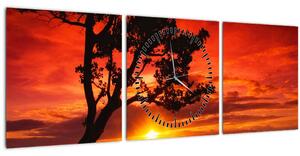 Obraz - Západ slunce (s hodinami) (90x30 cm)