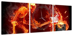 Obraz - Hudba v plamenech (s hodinami) (90x30 cm)