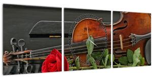 Obraz - Vzpomínka na hudebníka (s hodinami) (90x30 cm)