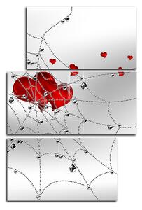 Obraz na plátně - Srdce v stříbrné pavučině - obdélník 778C (105x70 cm)