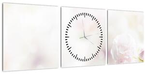 Obraz něžných květů (s hodinami) (90x30 cm)