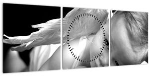 Obraz dětského anděla (s hodinami) (90x30 cm)