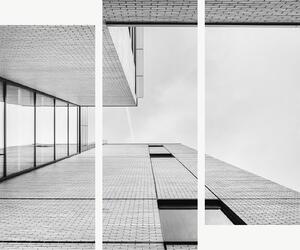 Geometrie moderní architektury – Třídílný obraz C, 120 × 100 cm