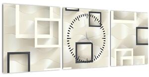 Geometrický abstraktní obraz (s hodinami) (90x30 cm)