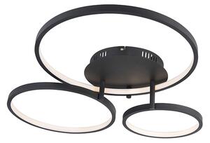 Moderní stropní svítidlo černé včetně LED a stmívače - Rondas