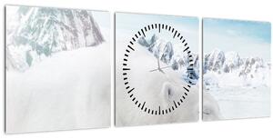 Obraz - Lední medvěd (s hodinami) (90x30 cm)