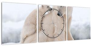 Obraz - Lední medvědi (s hodinami) (90x30 cm)