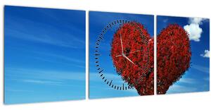 Obraz - Srdce ze stromu (s hodinami) (90x30 cm)