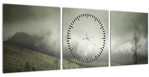 Obraz krajiny před bouři (s hodinami) (90x30 cm)