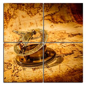 Obraz na plátně - Kompas na mapě antického světa - čtverec 3999D (60x60 cm)