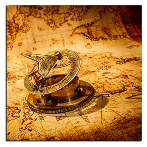 Obraz na plátně - Kompas na mapě antického světa - čtverec 3999A (50x50 cm)