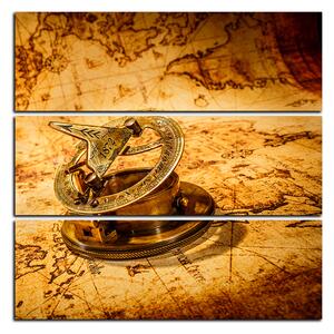 Obraz na plátně - Kompas na mapě antického světa - čtverec 3999C (75x75 cm)