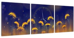 Obraz - Pampelišky (s hodinami) (90x30 cm)