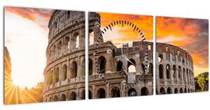 Obraz - Koloseum v Římě (s hodinami) (90x30 cm)