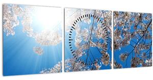 Obraz - Třešňové květy (s hodinami) (90x30 cm)