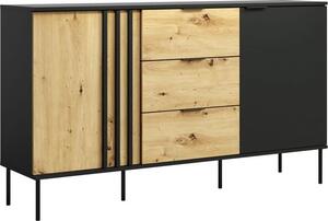 Kondela Dvoudveová komoda se zásuvkami Rimina 2D3S - erná onyx / dub artisan
