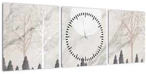 Obraz - Zimní krajina (s hodinami) (90x30 cm)