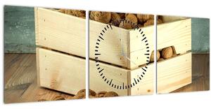 Obraz - Podzimní zátiší s ořechy (s hodinami) (90x30 cm)