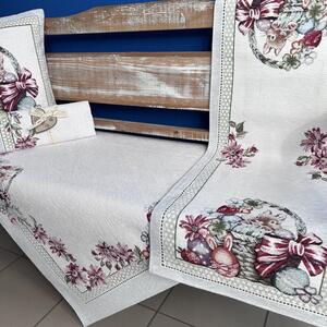 Tegatex Gobelínový ubrus chenille - zajíc v proutěném košíku Velikost: 40*100 cm