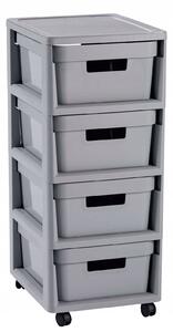 Regál Curver Infinity 4x11L se zásuvkami světle šedý
