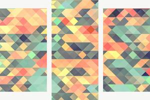 Pastelová geometrická mozaika – Třídílný obraz B, 90 × 60 cm