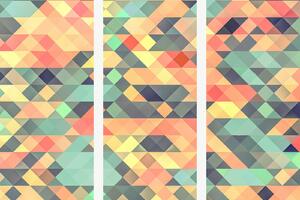 Pastelová geometrická mozaika – Třídílný obraz A, 90 × 60 cm