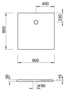 Kronenbach Cube čtvercová sprchová vanička 90x90 cm bílá KBMD9090