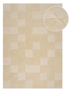 Béžový vlněný koberec 170x120 cm Checkerboard - Flair Rugs