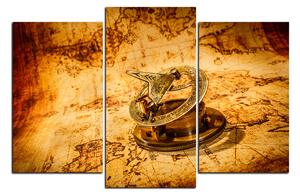 Obraz na plátně - Kompas na mapě antického světa 1999C (90x60 cm)