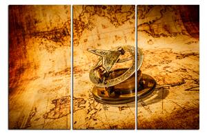 Obraz na plátně - Kompas na mapě antického světa 1999B (120x80 cm)