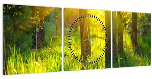 Obraz - Jarní probouzení lesa (s hodinami) (90x30 cm)