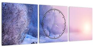 Obraz - Zamrzlá řeka (s hodinami) (90x30 cm)