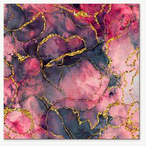 Abstraktní mramor v růžové a zlaté – Jednodílný obraz, 40 × 40 cm