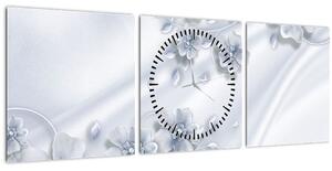Obraz - Květinový design (s hodinami) (90x30 cm)