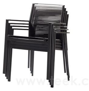 Cane-line Stohovatelné jídelní křeslo Edge, Cane-line, 59x60x83 cm, rám hliník anthracite, výplet lanko barva anthracite