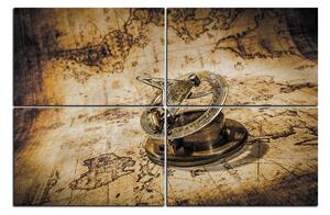 Obraz na plátně - Kompas na mapě antického světa 1999FD (150x100 cm)