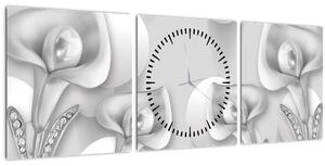 Obraz - Květinová design (s hodinami) (90x30 cm)